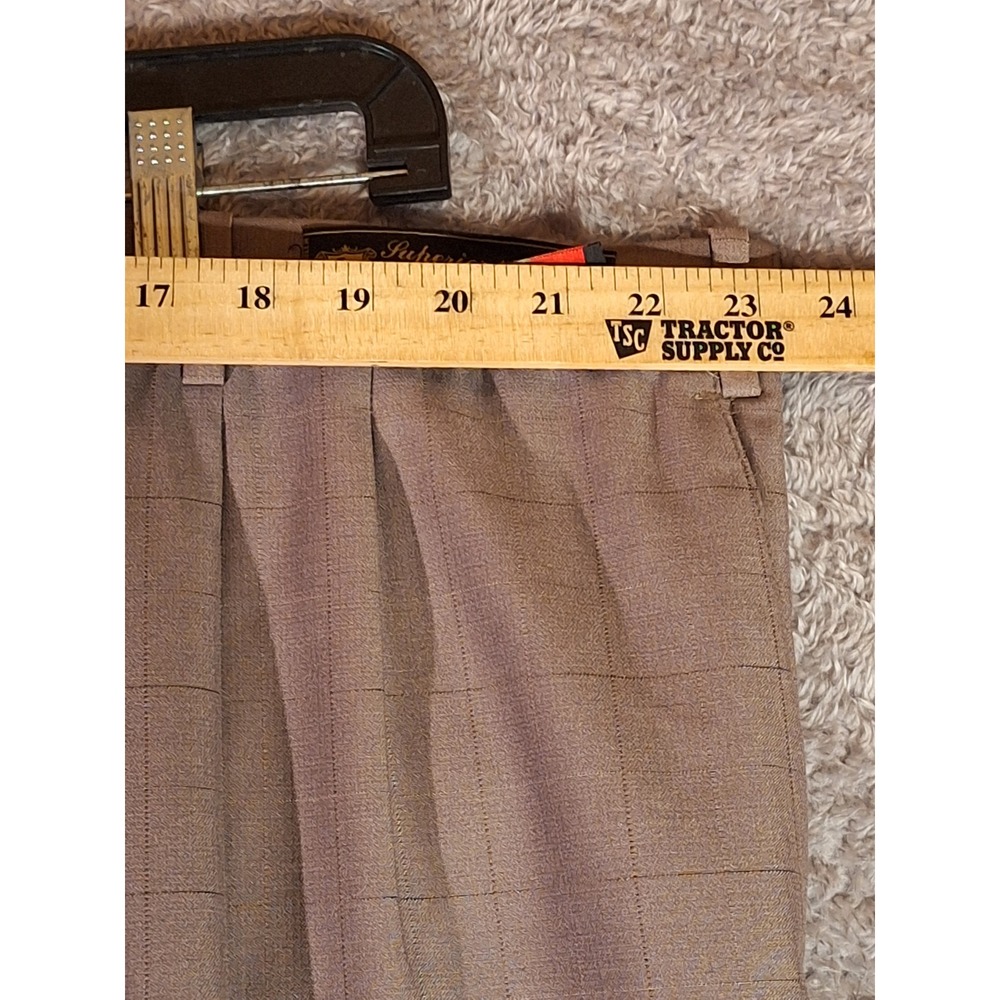 Luca Rossi Mens Plaid Wrinkle Resistant Slacks Trousers W48 I30 Taupe Capri NEW - Picture 6 of 12